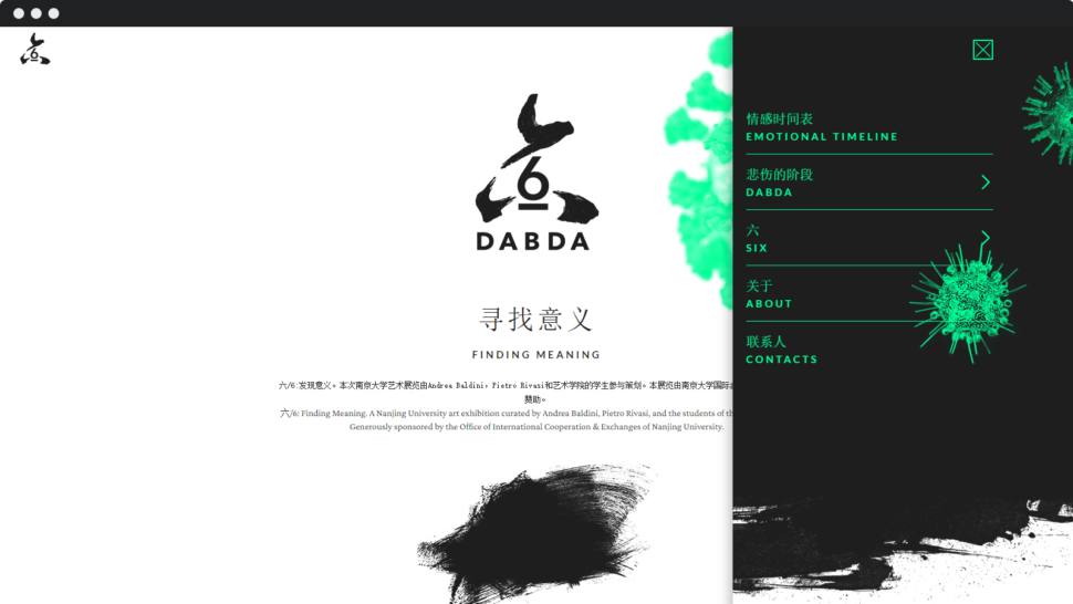 DABDA page with open menu of Finding Meaning.