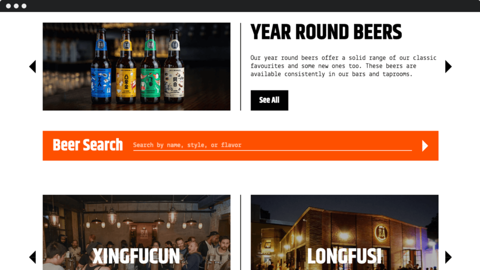 Jing-A website beer search.