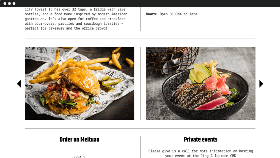 Jing-A website food image slider.