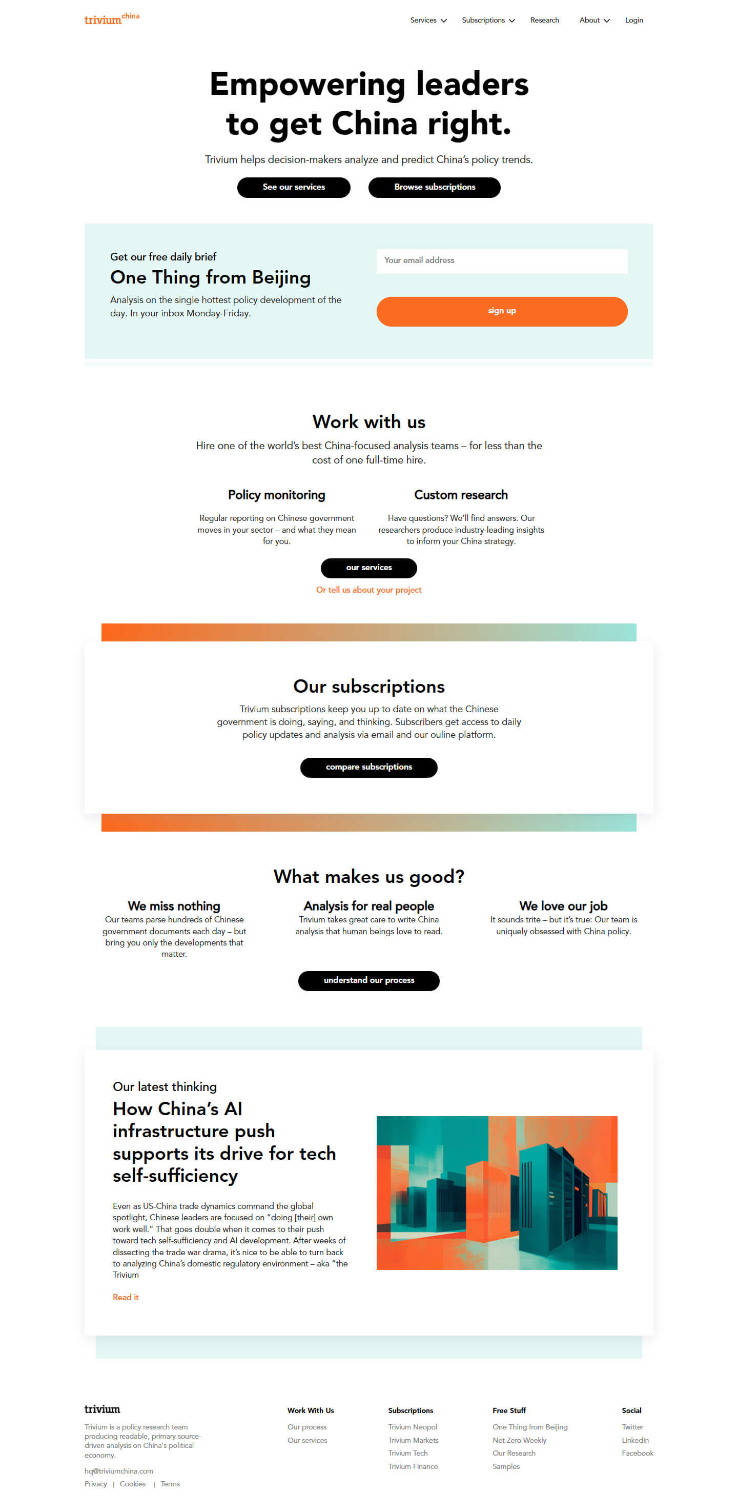 desktop homepage for Trivium China website.
