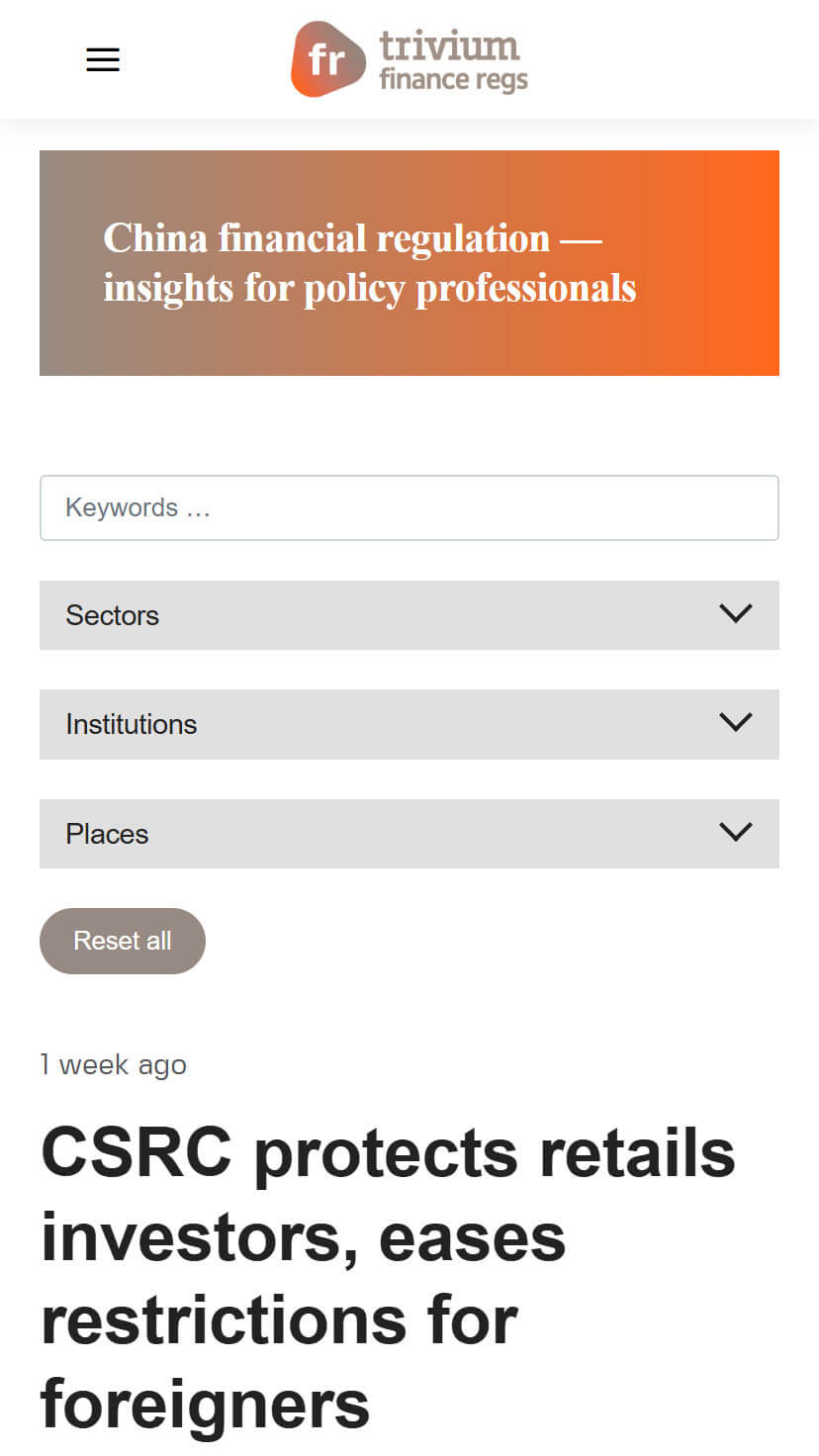 mobile archive page for finance articles on Trivium Finance website.