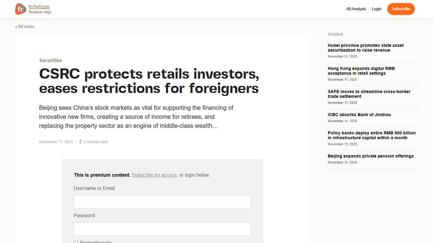 finance article page on Trivium Finance website.