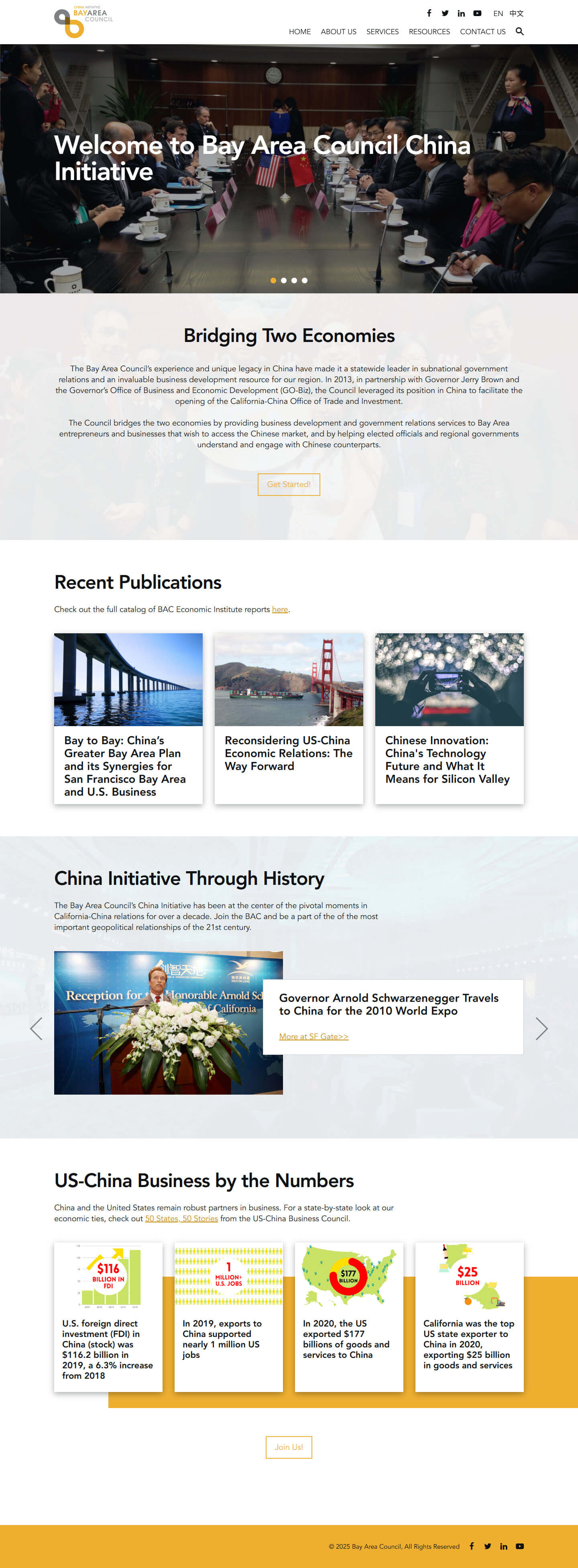 desktop homepage on Bay Area Council China Initiative website.